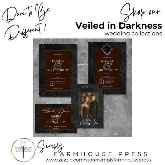 Donker Gotische Zwarte Bloemen Satijn Damask Brown Save The Date