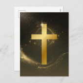 Donker Gouden glinstering Christus Kruis Feestdagenkaart (Voorkant / Achterkant)