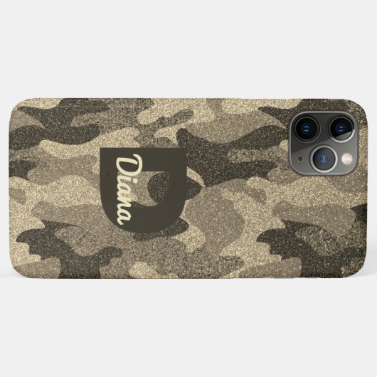 Donker Gouden Glitter Camouflage Monogram Buitensh Case-Mate iPhone Case (Achterkant (horizontaal))