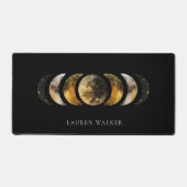 Donker gouden maan fasen hemelmonogram bureaumat (Voorkant)