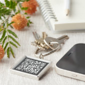 Donker grijs | Aangepaste QR-code scannable Sleute Sleutelhanger (Zijkant)