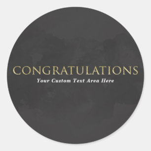 Donker grijs & goud CONGRATULATIES Persoonlijk Ronde Sticker