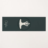 Donker Groen-Cream Yoga Pose met Aangepaste Naam Yogamat (Voorkant (horizontaal))