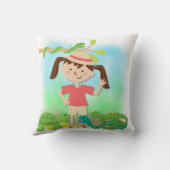 Donker Haar Meisje op Safari Kussen (Achterkant)