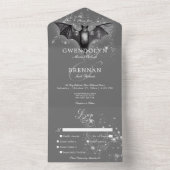 Donker Halloween Glam Bat & Diamonds Diner All In One Uitnodiging (Binnen)