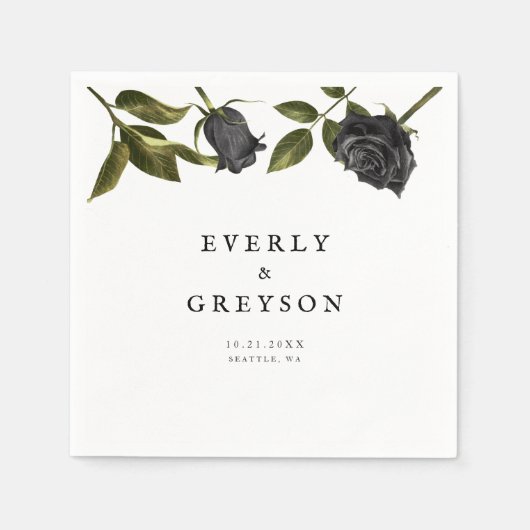 Donker Halloween Roos bruiloft wit Servet (Voorkant)