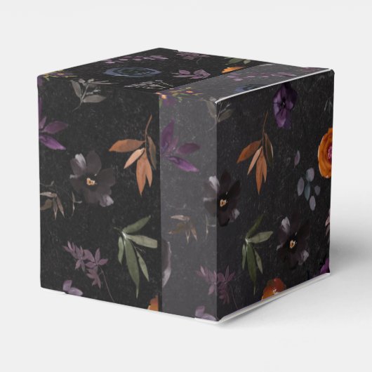 Donker Herfst Bloemen gepersonaliseerde bruiloft Bedankdoosjes (Achterkant)