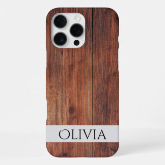 donker hout en modern gepersonaliseerd  iPhone 16 pro max hoesje