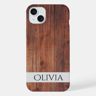 donker hout en modern gepersonaliseerd  iPhone 15 plus case