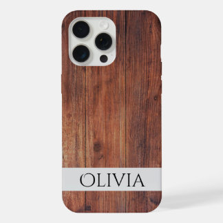 donker hout en modern gepersonaliseerd  iPhone 15 pro max hoesje