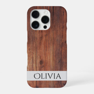 donker hout en modern gepersonaliseerd  iPhone 16 pro hoesje