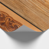 Donker hout gefineerd lederen western natuurlijke cadeaupapier (Hoek)