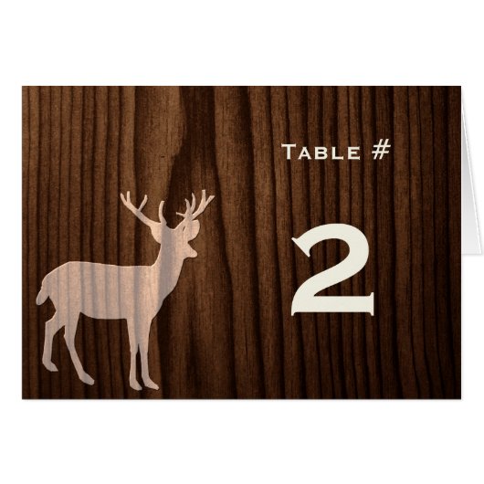 Donker Hout Herten Bruiloft Receptie Tafelnummer (Voorkant Horizontaal)