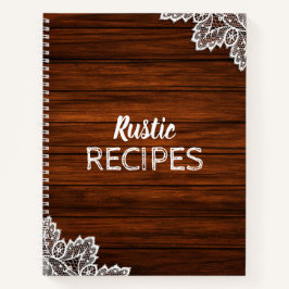 Donker Hout & Kant Rustiek Receptenboek Notitieboek
