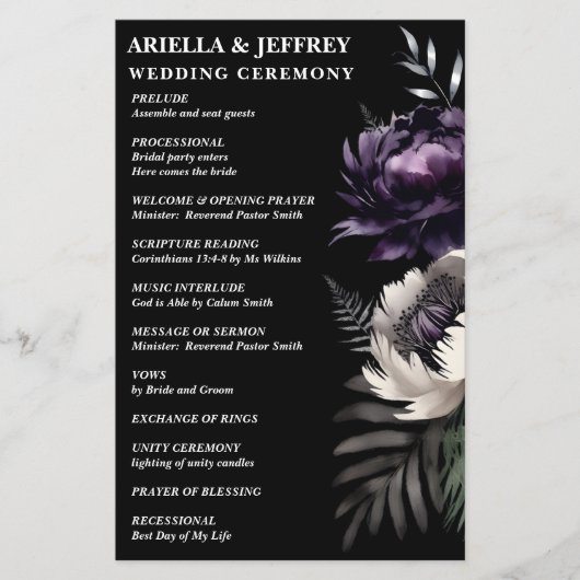 Donker humeurig elegant trouwprogramma (Voorkant)