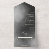 Donker humeurig middernacht zwart mist geen diner  all in one uitnodiging (Binnen)