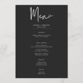 Donker humeurig minimaal effen bruiloft menu (Voorkant)