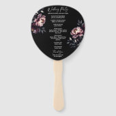 Donker humeurig noir elegant trouwprogramma handwaaier (Achterkant)