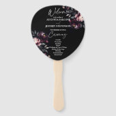 Donker humeurig noir elegant trouwprogramma handwaaier (Voorkant)