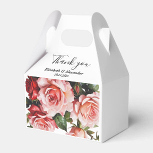 Donker humeurig roze en rode rozen bruiloft bedankdoosjes