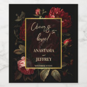 Donker humeurig  rozen gothic bruiloft wijn etiket (Enkel label)