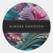 Donker humeurig waterverf bloemenzwart Gepersonali Ronde Sticker (Voorkant)