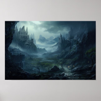 Donker Kasteellandschap - Fantasy Gotische Fort Wa Poster