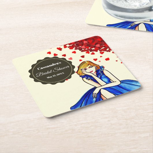 Donker koninklijkblauwe cocktailjurk Bruidsmeisjes Vierkante Kartonnen Onderzetter (Schuin)