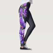 Donker leigrijs, Paarse orchidee Leggings (Rechts)