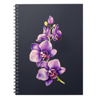 Donker leigrijs, Paarse orchidee spiraal Notitiebo Notitieboek