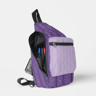 DONKER & LICHT PAARSE DIAMANT EN STREPEN SLING BAG