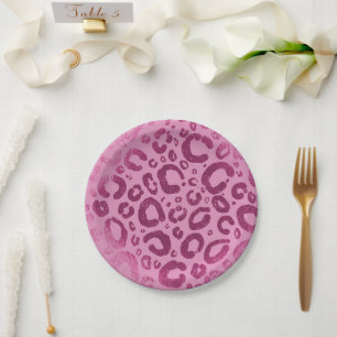 Donker & Licht Roze Glam Luipaardprint Feestje Papieren Bordje
