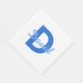 Donker & Lichtblauw Wit Bewerkbare Naam Monogram Servet (Hoek)