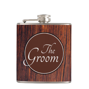 Donker Mahonie hout graan bruin hout patroon Heupfles