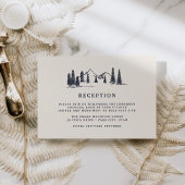 Donker marineblauw | Bergschets bruiloftsreceptie Informatiekaartje