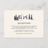 Donker marineblauw | Bergschets bruiloftsreceptie Informatiekaartje (Voorkant)