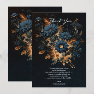 Donker marineblauw en goud rustieke glamour boho b kaart