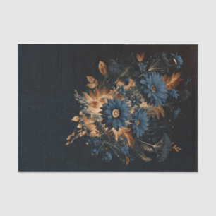 Donker marineblauw goud rustieke bloem glamour bru tissuepapier