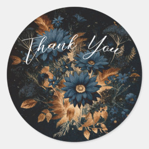 Donker marineblauw & goud rustieke glamour boho br ronde sticker