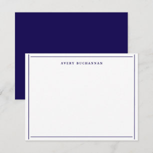 Donker marineblauwe witte rand naam plat briefpapi notitiekaartje