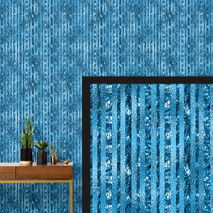Donker Mid Blauw Water Glanzende look Strepen Behang