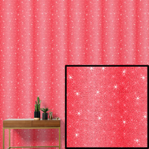 Donker Mid Light Rood Strepen met Sparkle Stars Behang