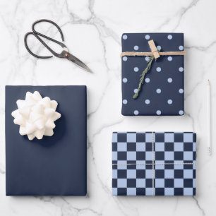Donker Middernachtblauw & Patroon Inpakpapier Set Vel