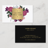 Donker  Modern Floral Motif Luxe Designer I Visitekaartje (Voorkant / Achterkant)