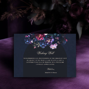 Donker Moody Bloemen Zwart Mauve Trouwen Wishing W Informatiekaartje