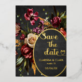 Donker Moody Bold Wild Flower Bewaar de datum Folie Uitnodiging (Voorkant)