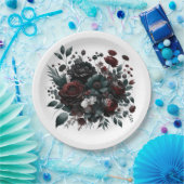 Donker Moody Bos Bloemen Elegant Bloemen Bruiloft Papieren Bordje (Feest)