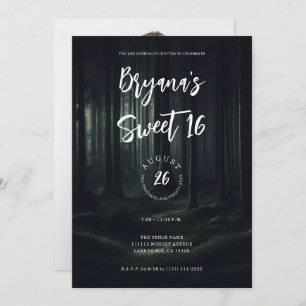 Donker Moody Bos Bomen bij Twilight Sweet 16 Kaart