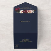 Donker Moody Bourgogne Blush Navy Blauw Bloemen Br All In One Uitnodiging (Buitenkant)