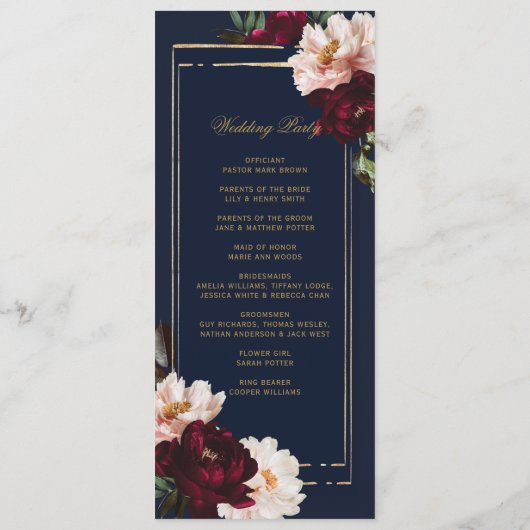 Donker Moody Bourgogne Blush Navy Blauw Bloemen Br Programma (Achterkant)